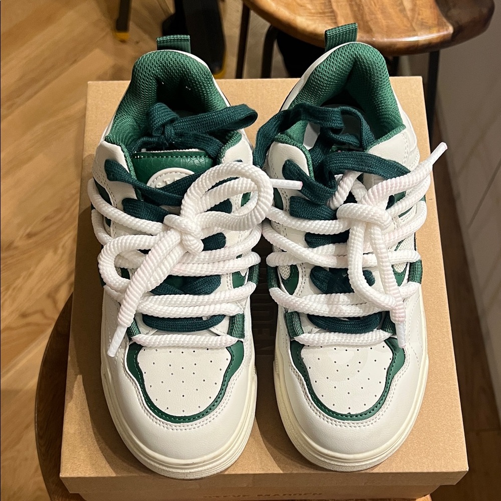 Women’s Green and White Steve Madden Oversized Sneakers